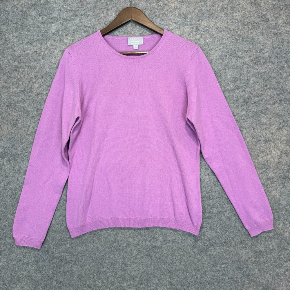 PURE Collection 100% Cashmere Sweater Women 14 / 16 XL Lavender Purple Soft Knit